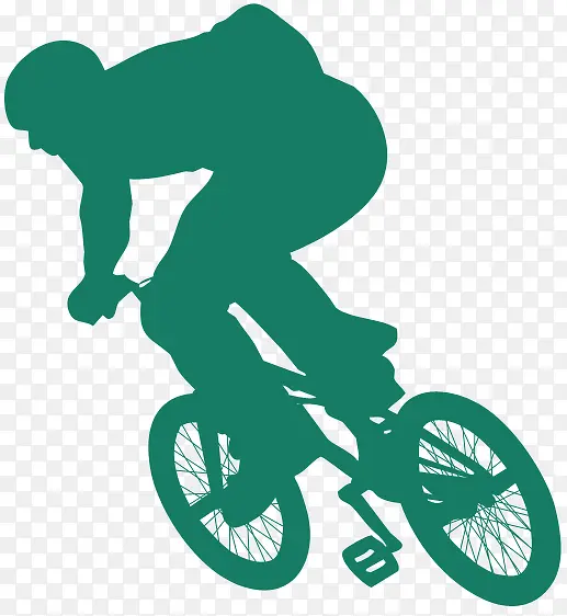 绿色人物骑单车简易画