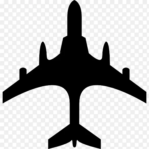 从顶部的飞机黑色形状图标