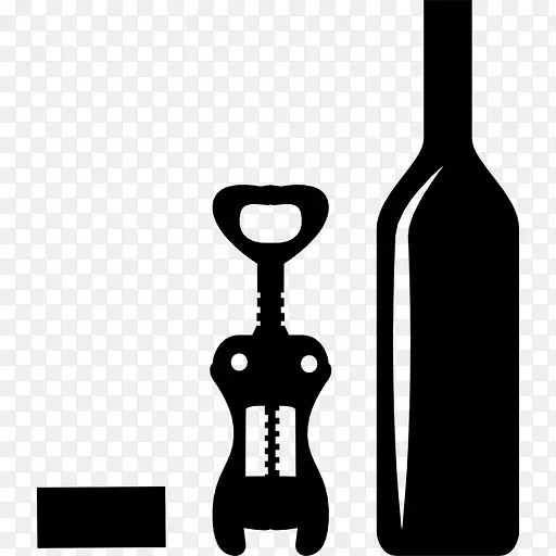 葡萄酒和开瓶器图标