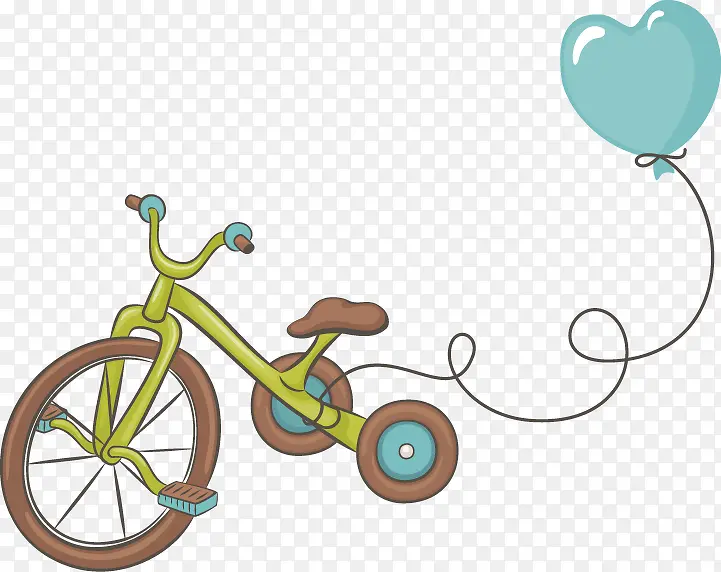 手绘儿童自行车心形气球
