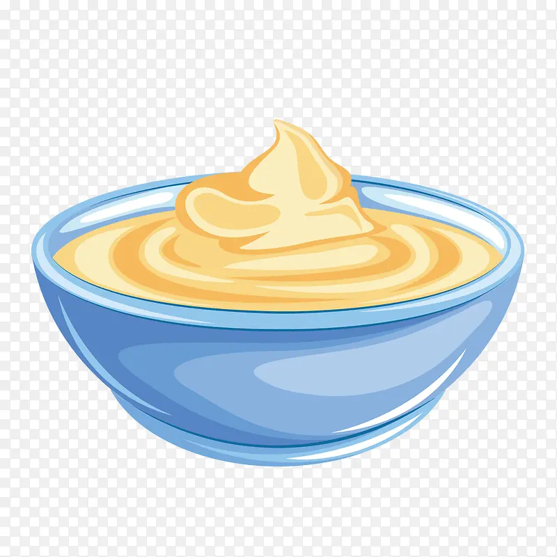 卡通小碗中的酸奶矢量图