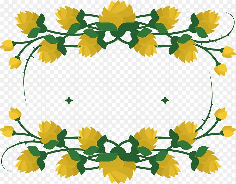 黄色菊花标题装饰框