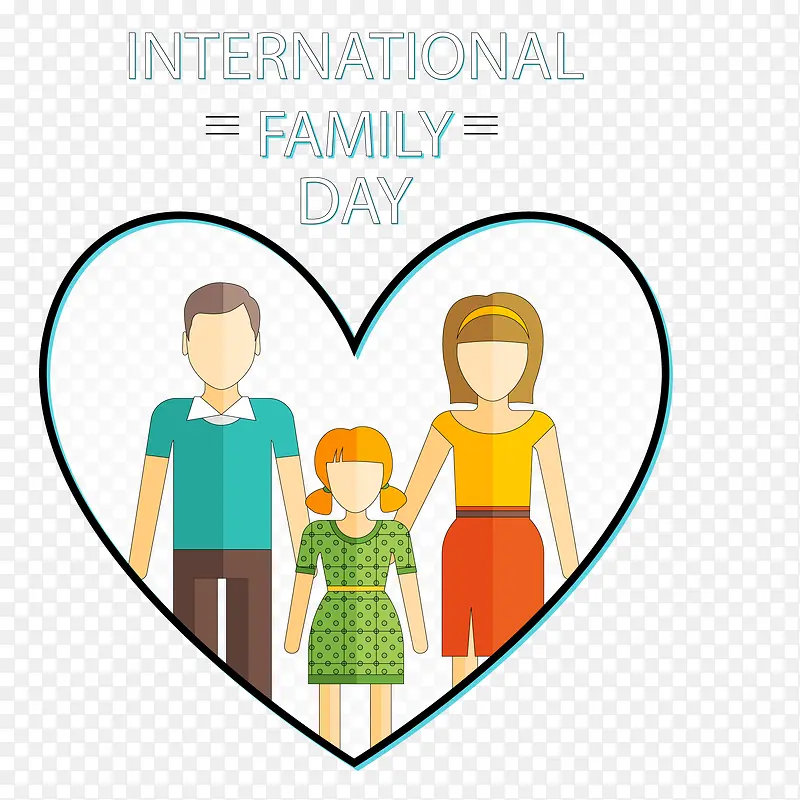 爱心中的家庭国际家庭日贺卡矢量