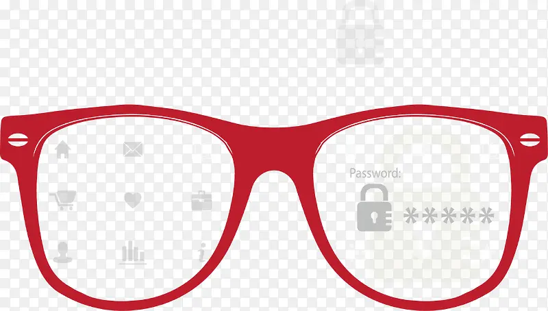 红色眼镜框信息安全素材