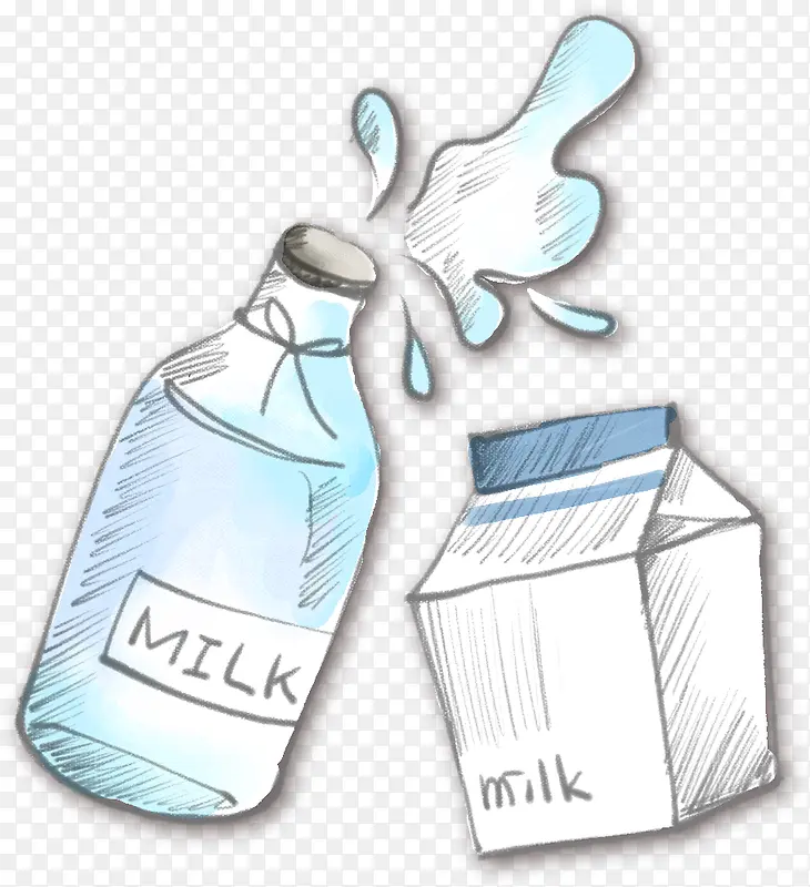 可爱手绘牛奶奶瓶