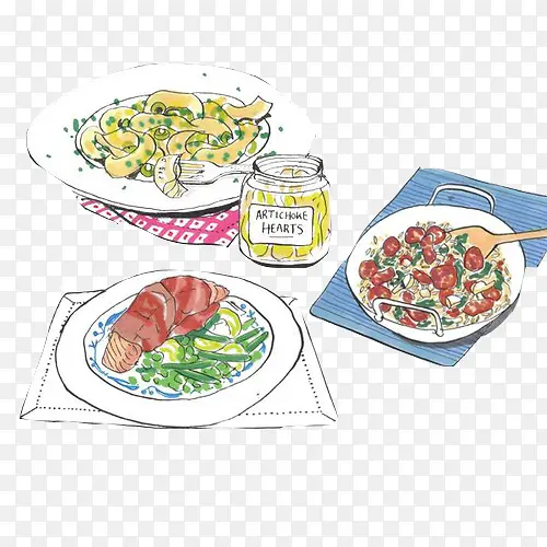 各种食物手绘画素材图片