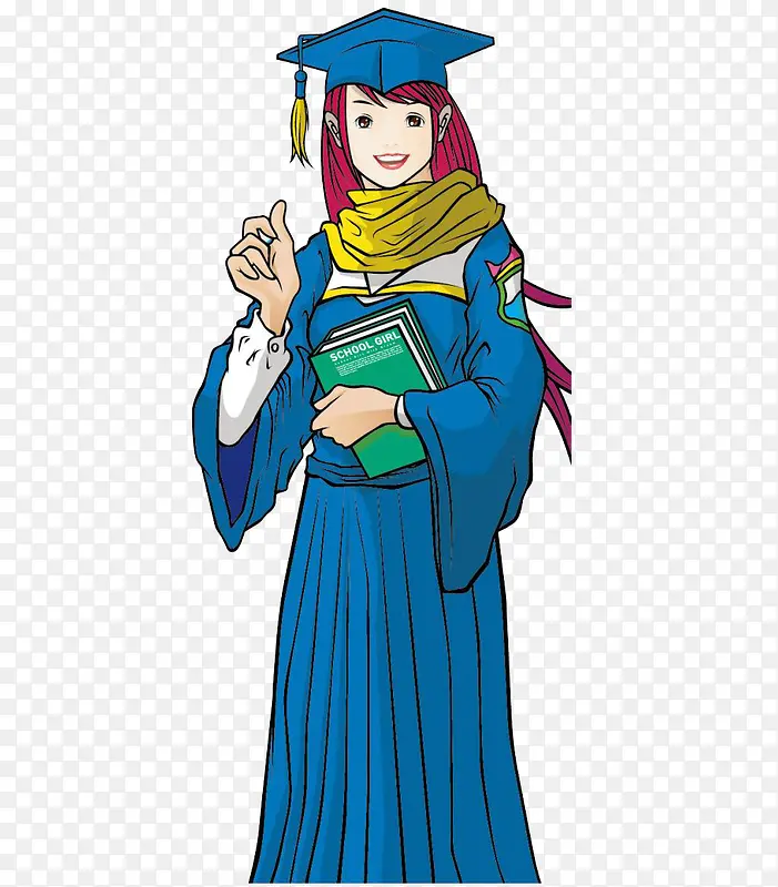 手绘穿学士服的大学生PNG图片素材下载_图片编号9333679-PNG素材网