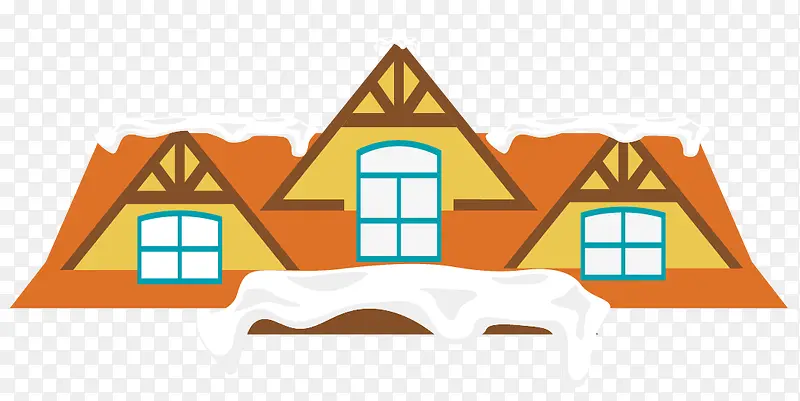 矢量橙色房子屋顶积雪