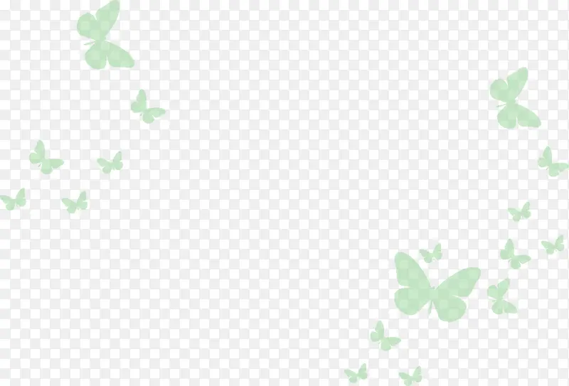 绿色蝴蝶群剪影装饰矢量图