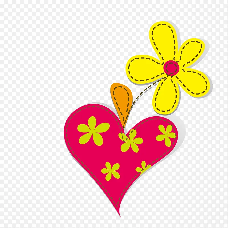 心形气球上的黄色花朵