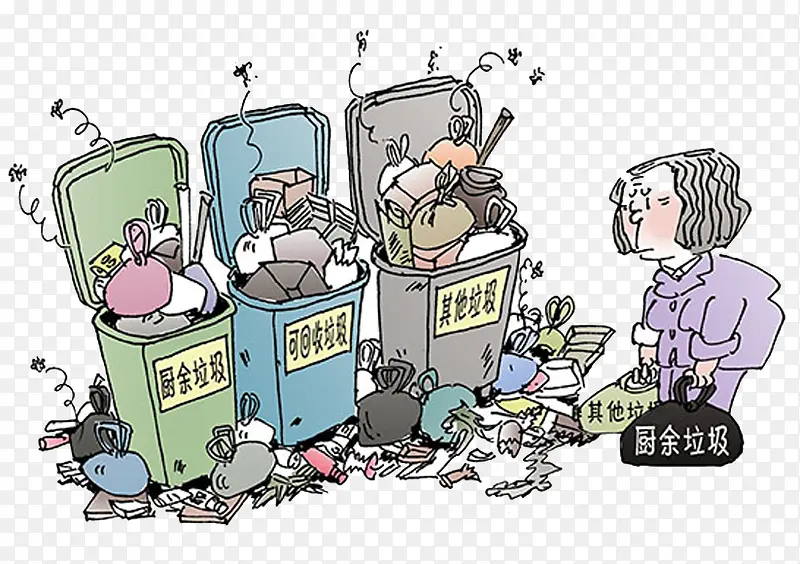 垃圾分类起步困难卡通素材PNG图片素材下载_图片编号9338247-PNG素材网