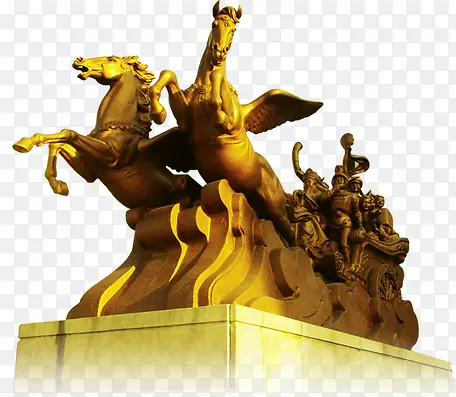 中国风金色飞马雕像
