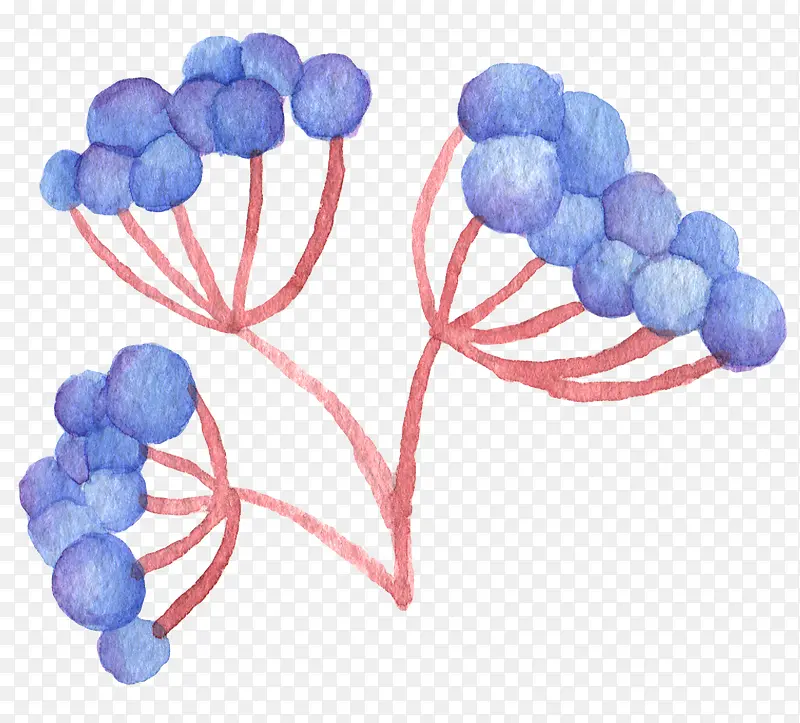清新森系水彩手绘紫色小果子