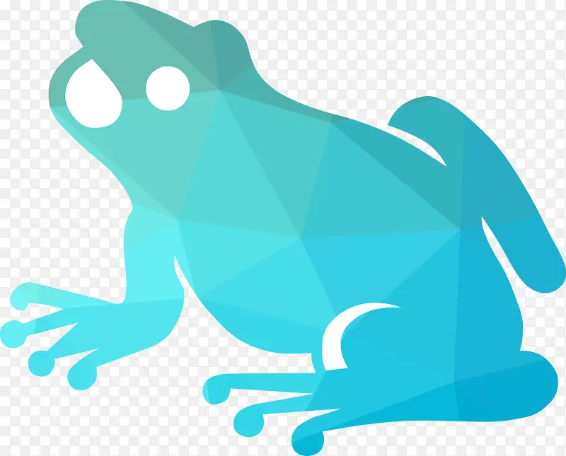 矢量蓝色青蛙的多边形插图