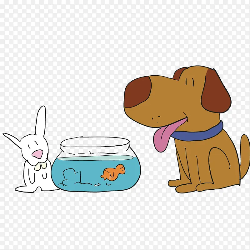 矢量鱼缸和狗