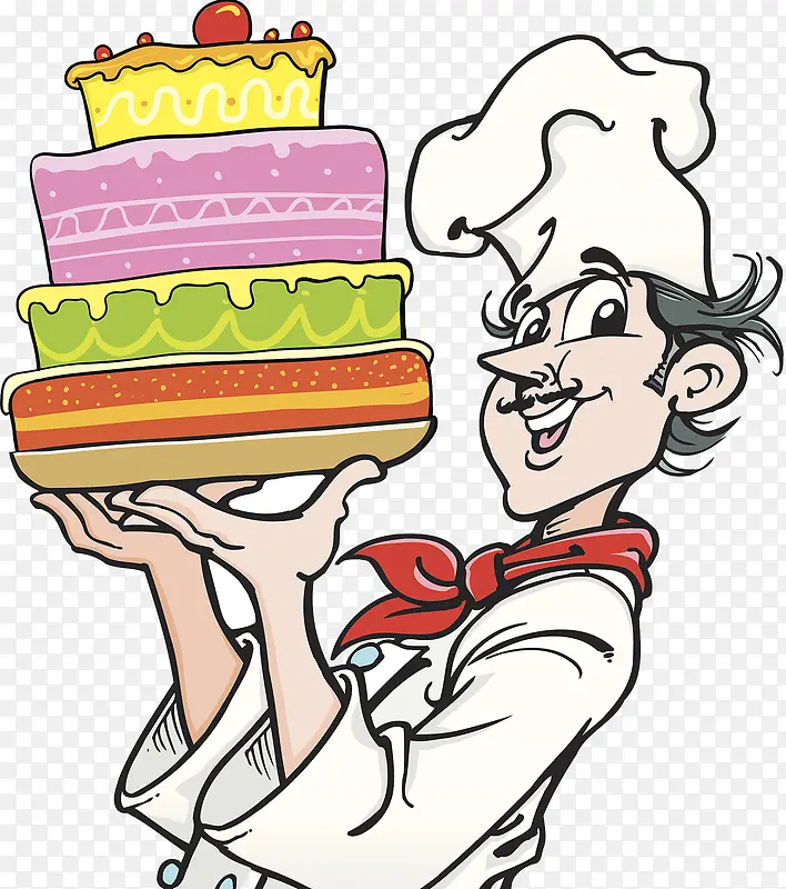 蛋糕厨师插画