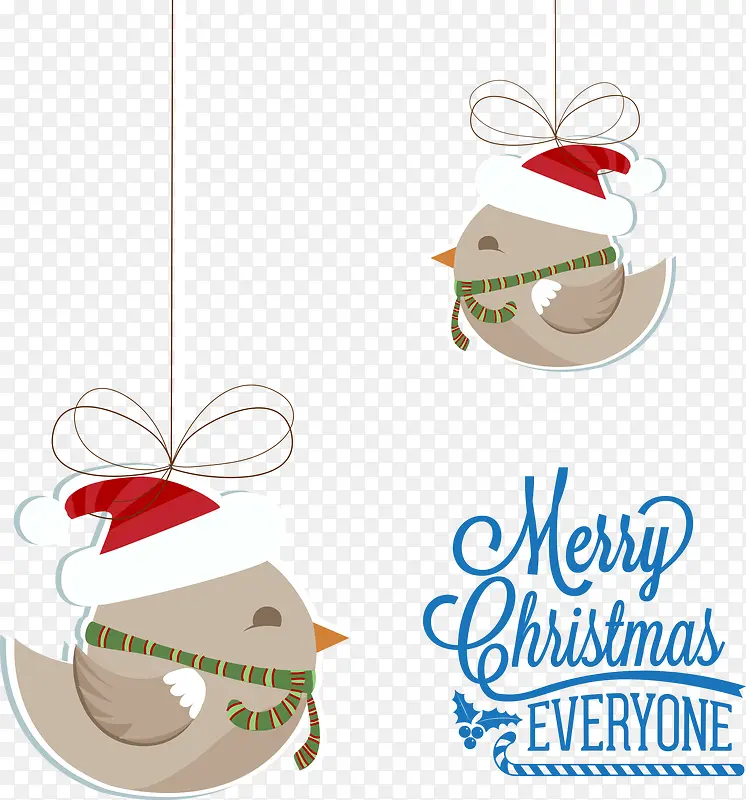 圣诞小鸟与字体