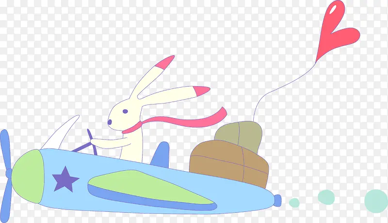 可爱兔开飞机卡通