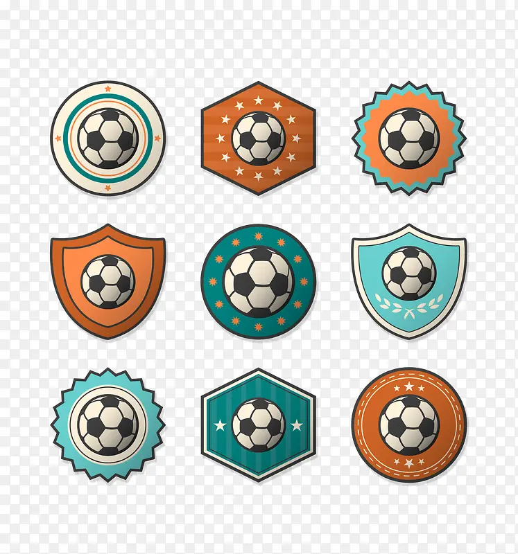 矢量彩色足球标示九款创新