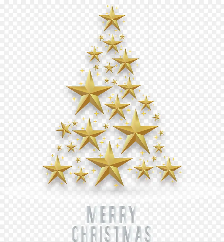 金色五角星拼图圣诞树