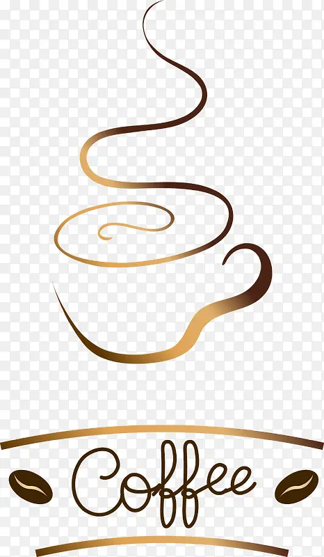 金棕色简笔咖啡标志logo