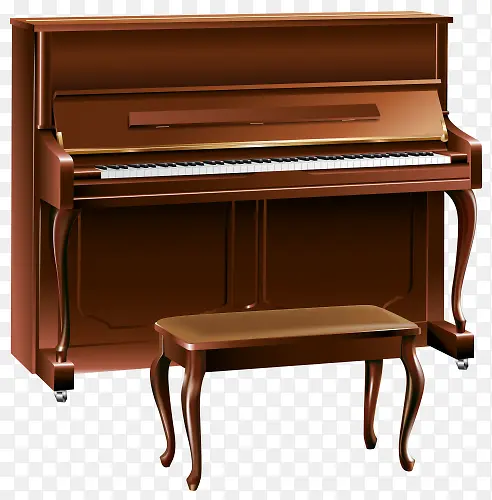 复古木质钢琴免抠素材