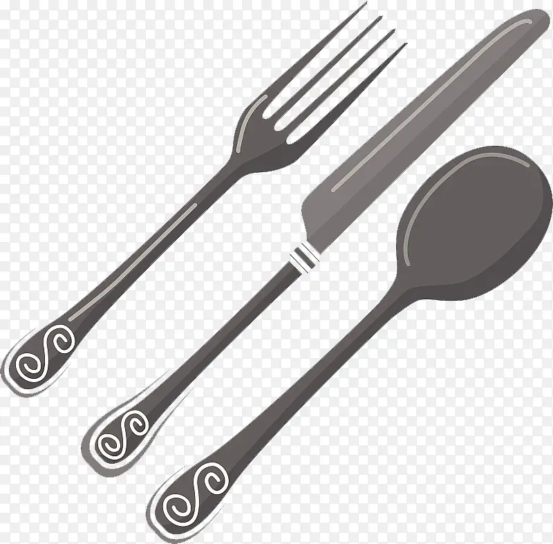 手绘插图刀叉勺餐具
