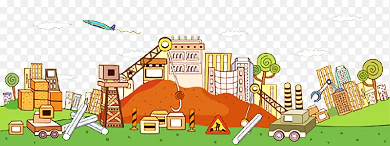 卡通施工现场插图
