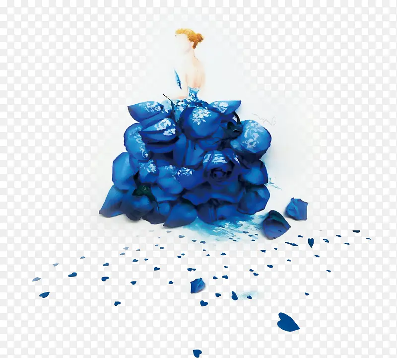 蓝色，蓝花瓣，淘宝素材，装饰