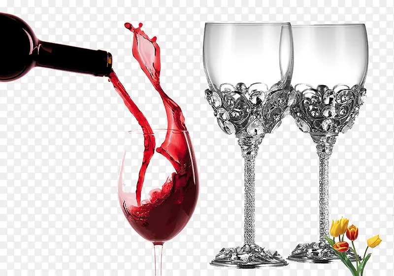 花纹雕饰玻璃葡萄酒酒杯