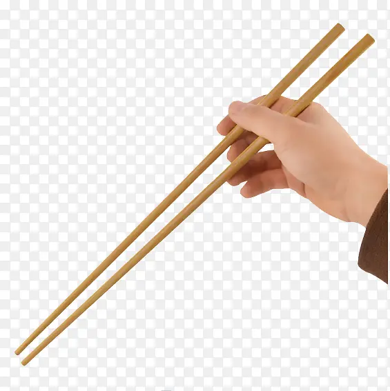 手握长筷子