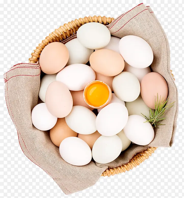 生鲜素材竹筐中三色鸡蛋
