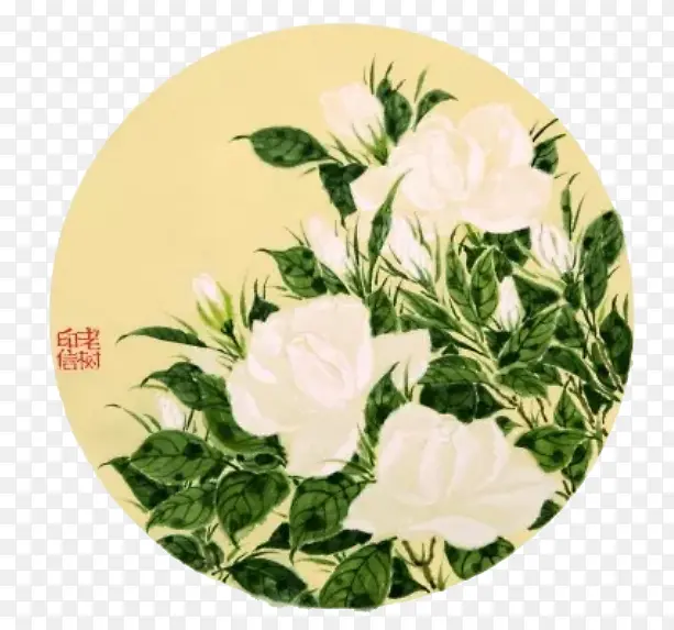 手绘中国风栀子花