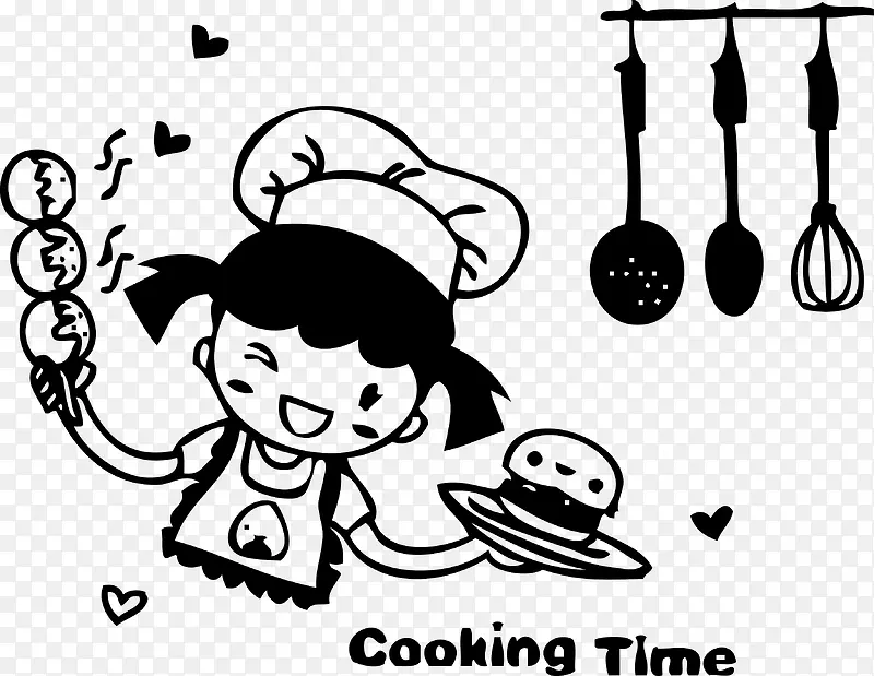 卡通矢量COOK厨师做饭