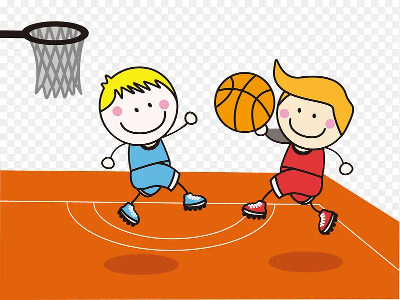 卡通小孩打篮球素材图片