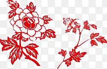 红色花朵剪纸