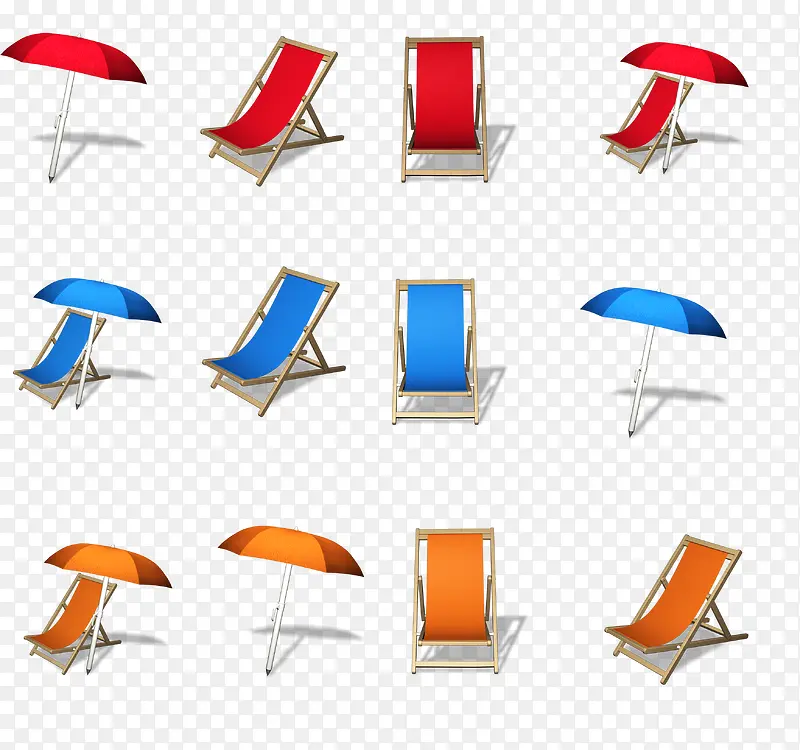 沙滩椅和太阳伞