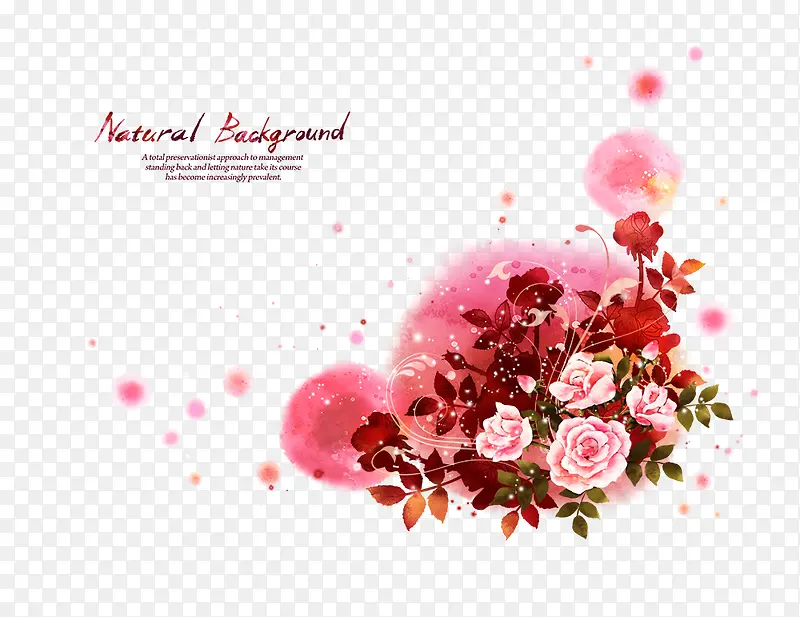 水彩玫瑰花枝花朵PSD设计素