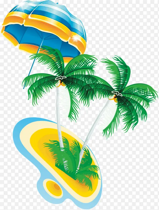 热带风情度假太阳伞椰树