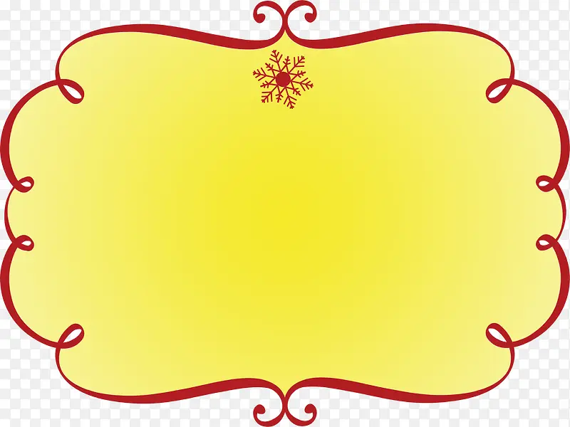 黄色红边框雪花冬天边框图案