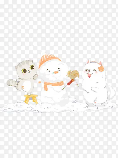 小猫堆雪人