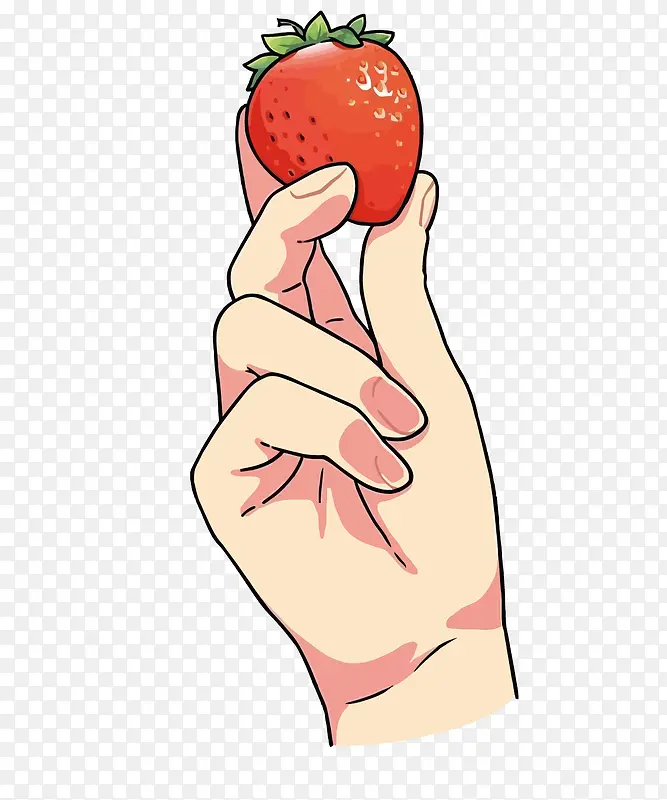 矢量拿着草莓的手