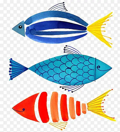 创意水彩鱼设计矢量素材