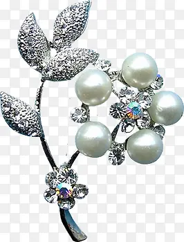 白银珍珠花朵素材免抠