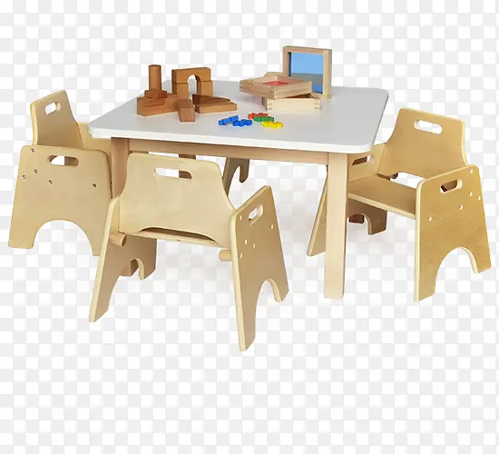 实物木质儿童桌椅免抠