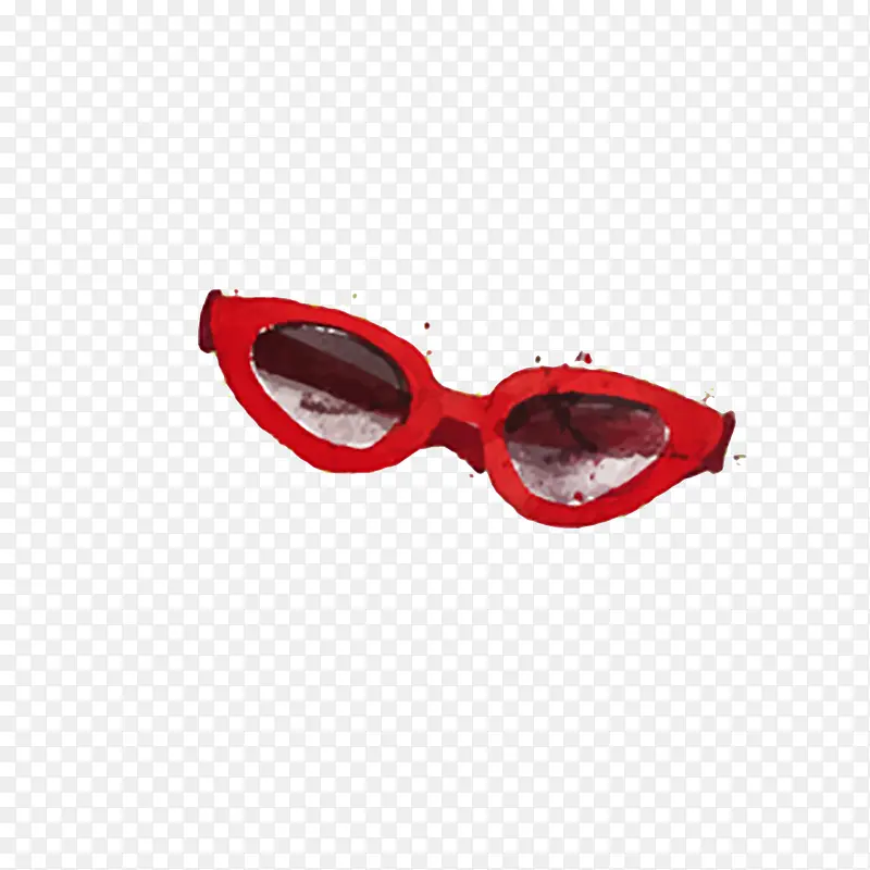 水彩红框眼镜