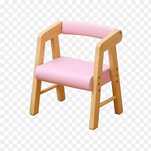 实物粉色木质儿童桌椅免抠