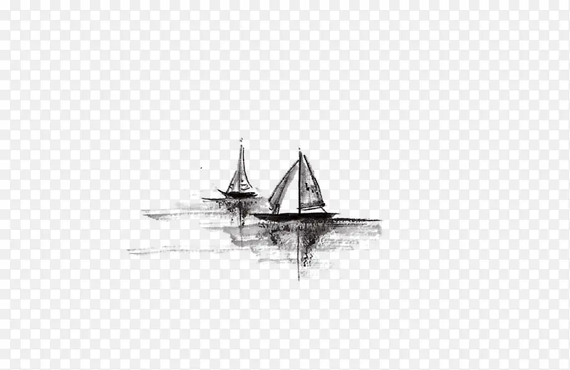水墨远方行驶的小船背景