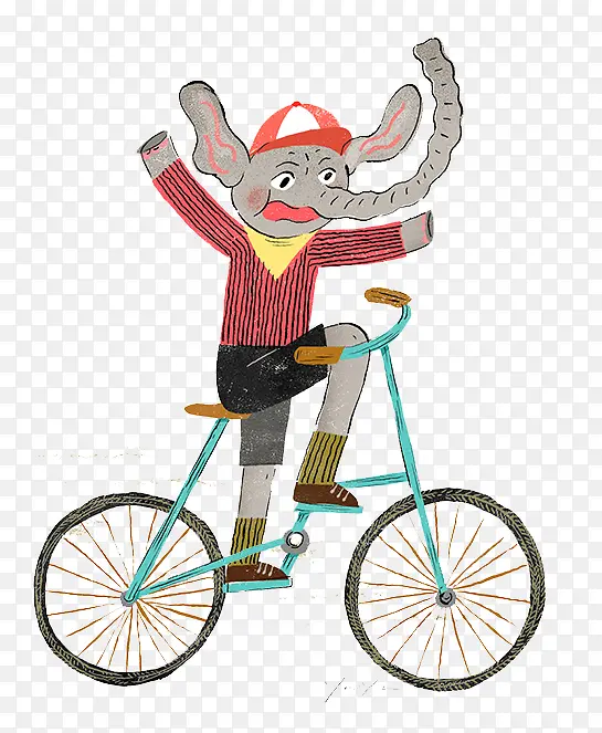 大象骑车创意插图