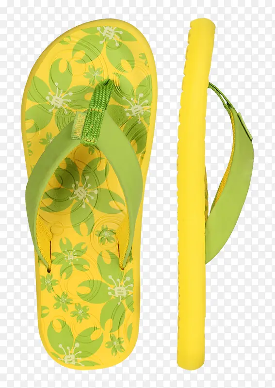 黄色花纹的拖鞋